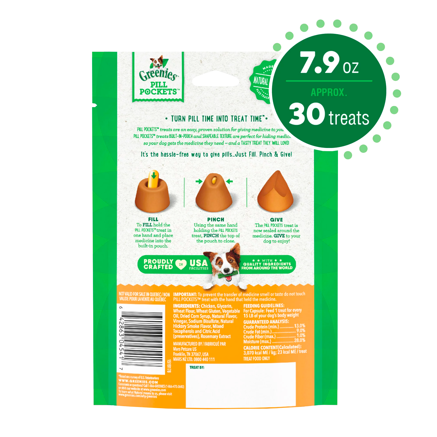 GREENIES PILL POCKETS for Dogs Capsule Size Natural Soft Dog Treats, Chicken Flavor, 7.9 oz. Pack - Image 3