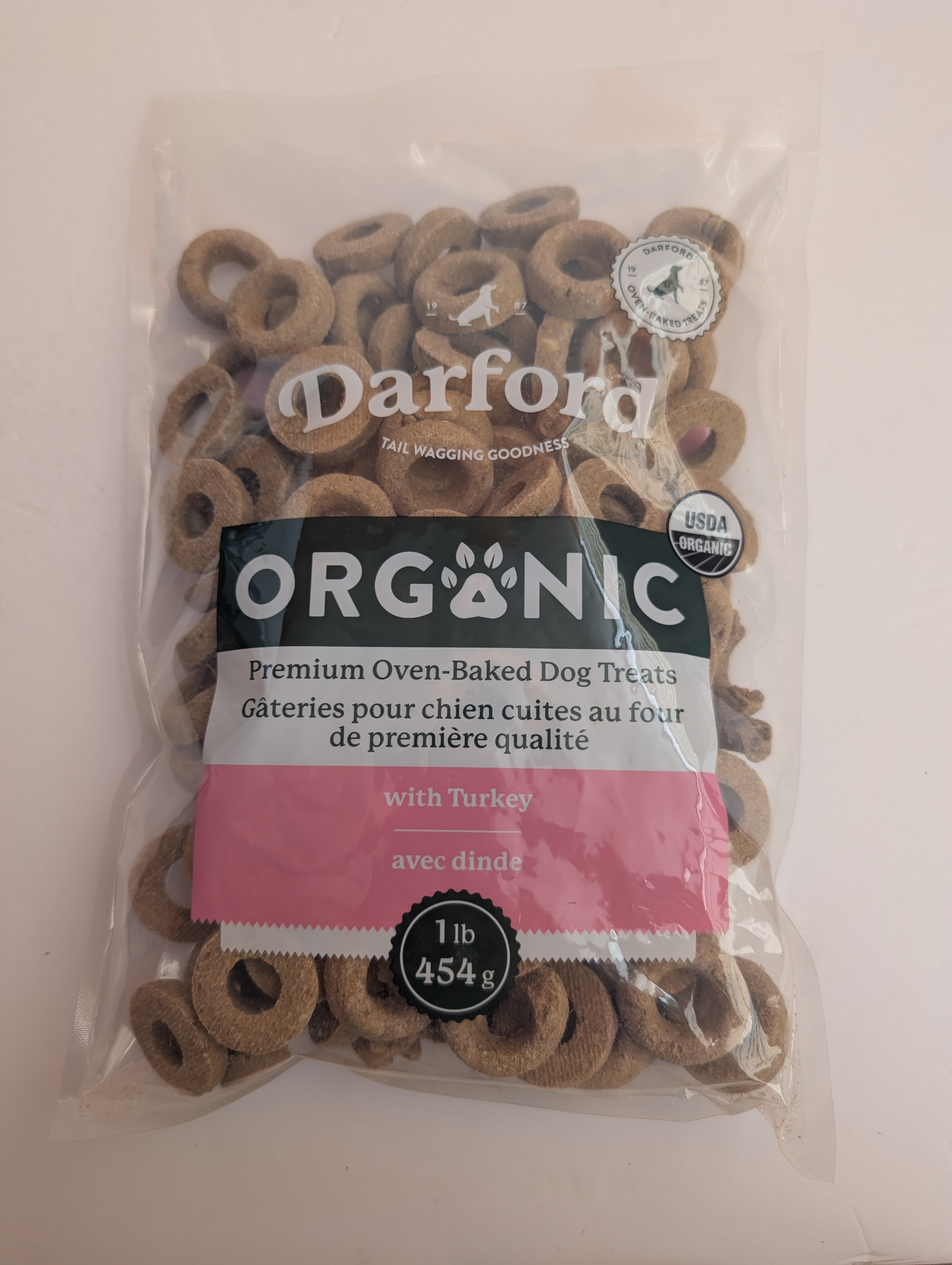 Darford Turkey ORGANIC Premium Oven Baked Dog Treats 1lb Bag