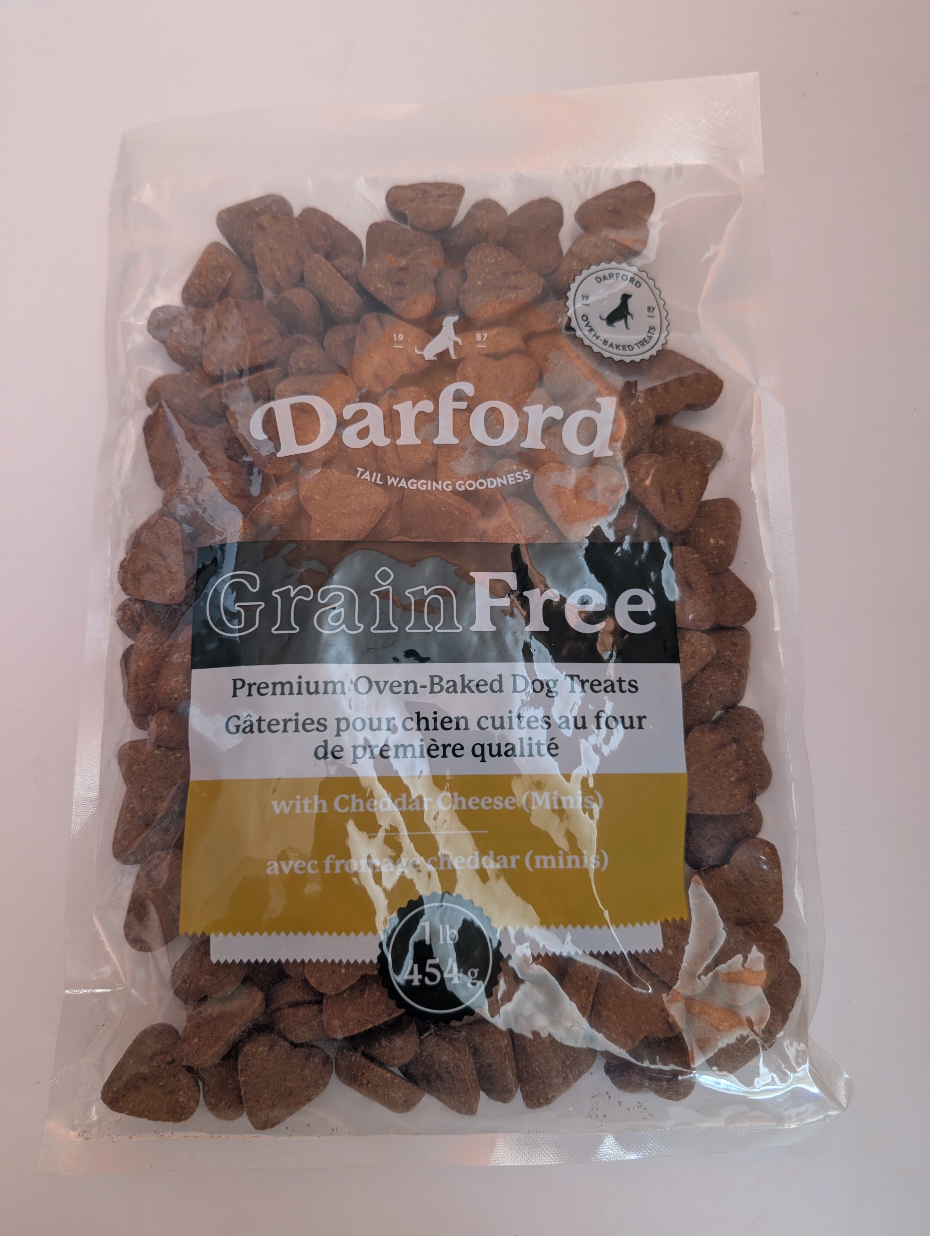Darford Cheddar Cheese Grain Free Premium Oven Baked Dog Treats 1lb Bag